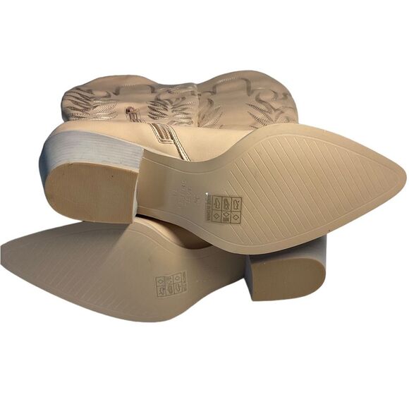 NIB Oasis Society Samara Nude Embroidered Heel Tall Western Boot Size 10 - Picture 9 of 14